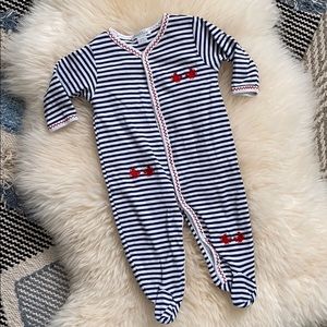 Kissy kissy striped footed onesie